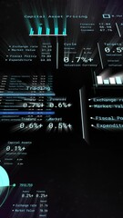 Wall Mural - animation of futuristic graphs and charts floating in dark space