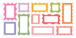 © Creative Sparkle - Zigzag wavy frame borders. Color rectangle frames with wiggly borders. Cloudy wave curve edge frame vector set colorful wavy edge frames. vector illustration.