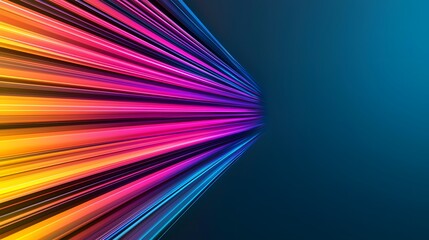Wall Mural - the image displays multicolored lines radiating from the left edge of the frame toward a dark blue b