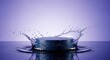 © PhotoHub - Photo of a blue cylindrical object creates a dramatic splash in purple water