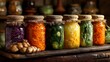 © vanilnilnilla - Assortment of homemade fermented plant based foods in glass jars