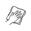 © Albina - hand wiping surface, cleaning cloth, monochrome design, household cleaning tasks