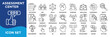 © BAMBANG G - ASSESSMENT CENTER icon collection set. Containing evaluation,test,skills,psychology,interview,simulation,competency,jobfit,observation,feedback icon. Simple line vector.