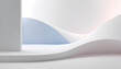 © siseon - 현대적인 회색 벽면에 파스텔 핑크와 블루 곡선이 담긴 미니멀 미래적인 인테리어 배경