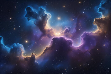 Wall Mural - Ethereal Blue and Purple Cosmic Nebula in Deep Space