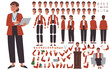 © tynyuk - Business woman character constructor. Speaker, politician or businesswoman. Set of hands legs body and head positions for creating animation