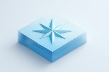 Wall Mural - isometric map piece folded with compass rose on corner