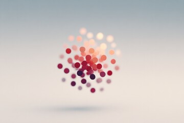 Wall Mural - minimal bloom of blurred dots forming flower-like pattern in center on soft neutral background