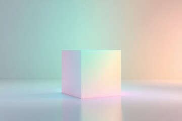 Wall Mural - pastel-colored square podium with gradient light on smooth studio floor minimal background blur