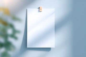 Wall Mural - portrait of poster taped to neutral gray wall with clean tape edges soft shadows