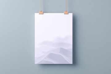 Wall Mural - portrait of poster taped to neutral gray wall with clean tape edges soft shadows