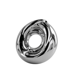 Wall Mural - abstract chrome torus with fluid-like reflections against an isolated clear background