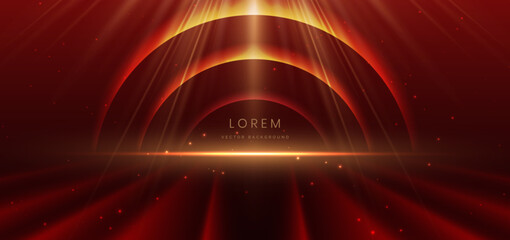 Wall Mural - scene red luxury background with gold lighting effect. template premium award design.
