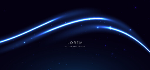 Wall Mural - technology futuristic neon blue cuved effect hi-tech communication, innovation design on dark blue b