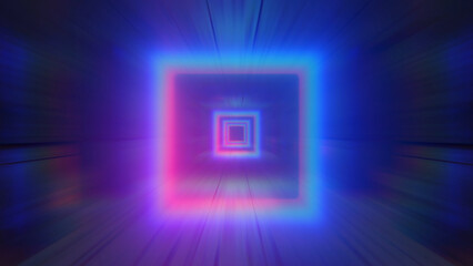 Sticker - abstract tunnel of glowing squares. background