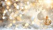 © Eireen - Elegant golden christmas ornaments with snowflakes on blurred bokeh lights background and free place for text