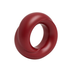 Wall Mural - abstract three-dimensional rendering of a maroon curved torus shape, isolated on a transparent