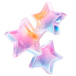 © Alex - 3D render holographic element icon PNG element on isolated background. Pink and purple symbol stars