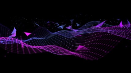Wall Mural - abstract technology background with wavy color grid in dark. analytics data algorithms. big data. co