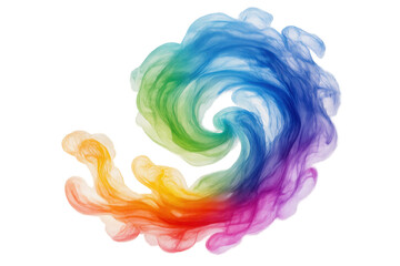 Wall Mural - rainbow colored smoke creating a swirling abstract shape on transparent background, ideal for creati