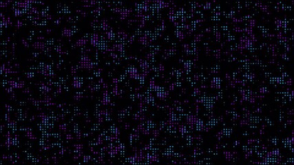 High-tech motion graphic background, blue and pink dots flashing on a dark background