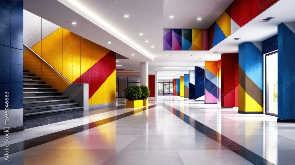 Colorful and Modern Interior Design with Bold Geometric Patterns and ...