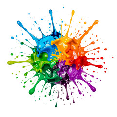 Wall Mural - dynamic rainbow paint eruption creating an explosion of vibrant colors, isolated transparent