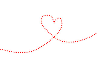 Wall Mural - red dot string forming a heart shape on black background graphic design