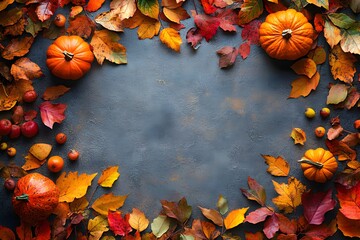 Wall Mural - Autumn Harvest Scene with Pumpkins and Vibrant Foliage for Seasonal Design