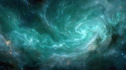 Vibrant Turquoise Spiral Nebula In Deep Space