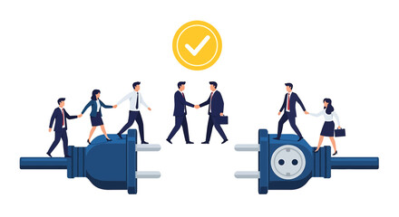 Business Partnership and Connectivity with Electrical Plug Analogy