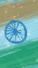 Wall Mural - animation of bitcoin symbols flowing over flag of india in background