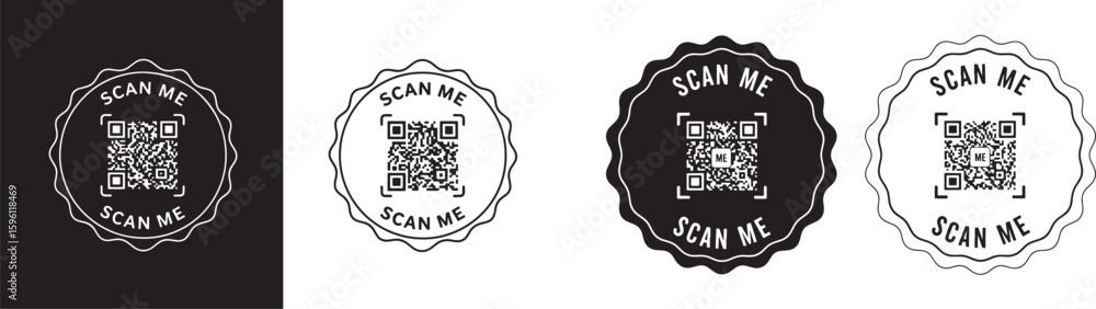 Scan me qr code badges sticker black, qr code, scan me, badge, sticker ...