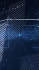 Wall Mural - mathematical equations and data visualization animation over dark blue background