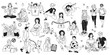 © ApoevArt - Collection of black and white illustrations depicting various healthy lifestyle activities. Includes exercise, balanced diet, relaxation, and wellness icons for healthy living concepts.