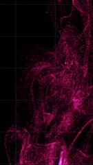 Wall Mural - animation of pink smoke effect with grid overlay and fluctuating graph lines