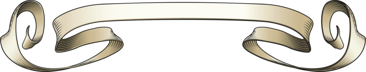 Wall Mural - a scroll or banner ribbon paper parchment design element in a vintage woodcut etching style.