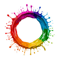 Wall Mural - dynamic rainbow paint circle burst on clear canvas displaying vibrant energy and creativity