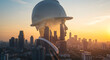© Sulfabndi - A visionary architect's silhouette, superimposed over a breathtaking cityscape at sunset, embodies urban planning and construction expertise