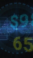 Wall Mural - animation of digital data overlaying futuristic financial technology interface in school