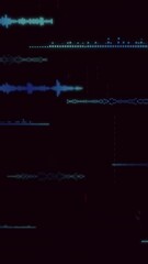 Wall Mural - animation of digital sound waves and data visualization on dark background