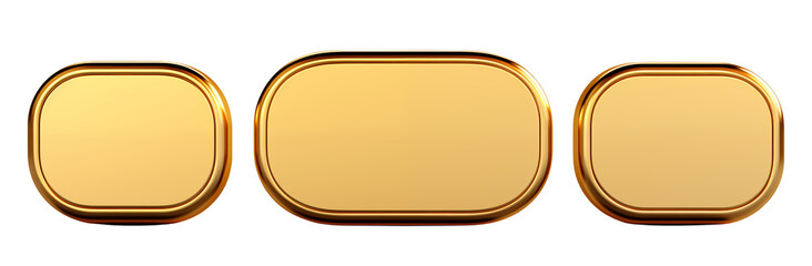 Three gold buttons with rounded corners for user interface design and web elements projects