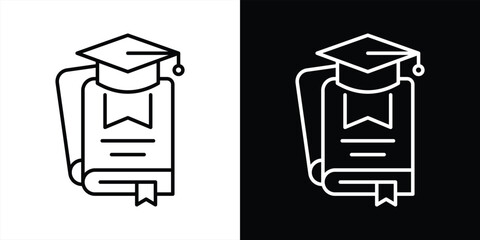 the scholar badge icon. contain knowledge, growth, graduation in a digitally enlightened era thin line style icon symbol sign for your app web. vector illustration