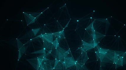 Wall Mural - network connection structure. abstract blue background with moving dots, lines and triangles. futuri