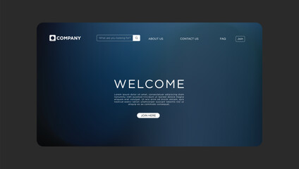 Website Landing Page Design Dark Blue Gradient, Welcome Message
