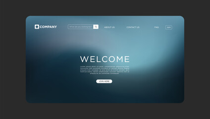 Website Landing Page Design Teal Gradient, Welcome Message, Join Button