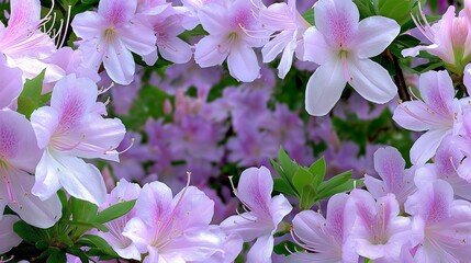 Wall Mural - A beautiful arrangement of pink flowers creating a soft, floral frame on a blurred background.