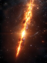 Wall Mural - A cosmic firestorm cutting through the darkness of space with bright stars and fiery energy