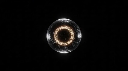 Glowing Orb: Abstract Energy Sphere Dynamic Light Trails Dark Background.