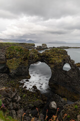 Wall Mural - Gatklettur rock formation at Anarstapi coastline, Iceland.